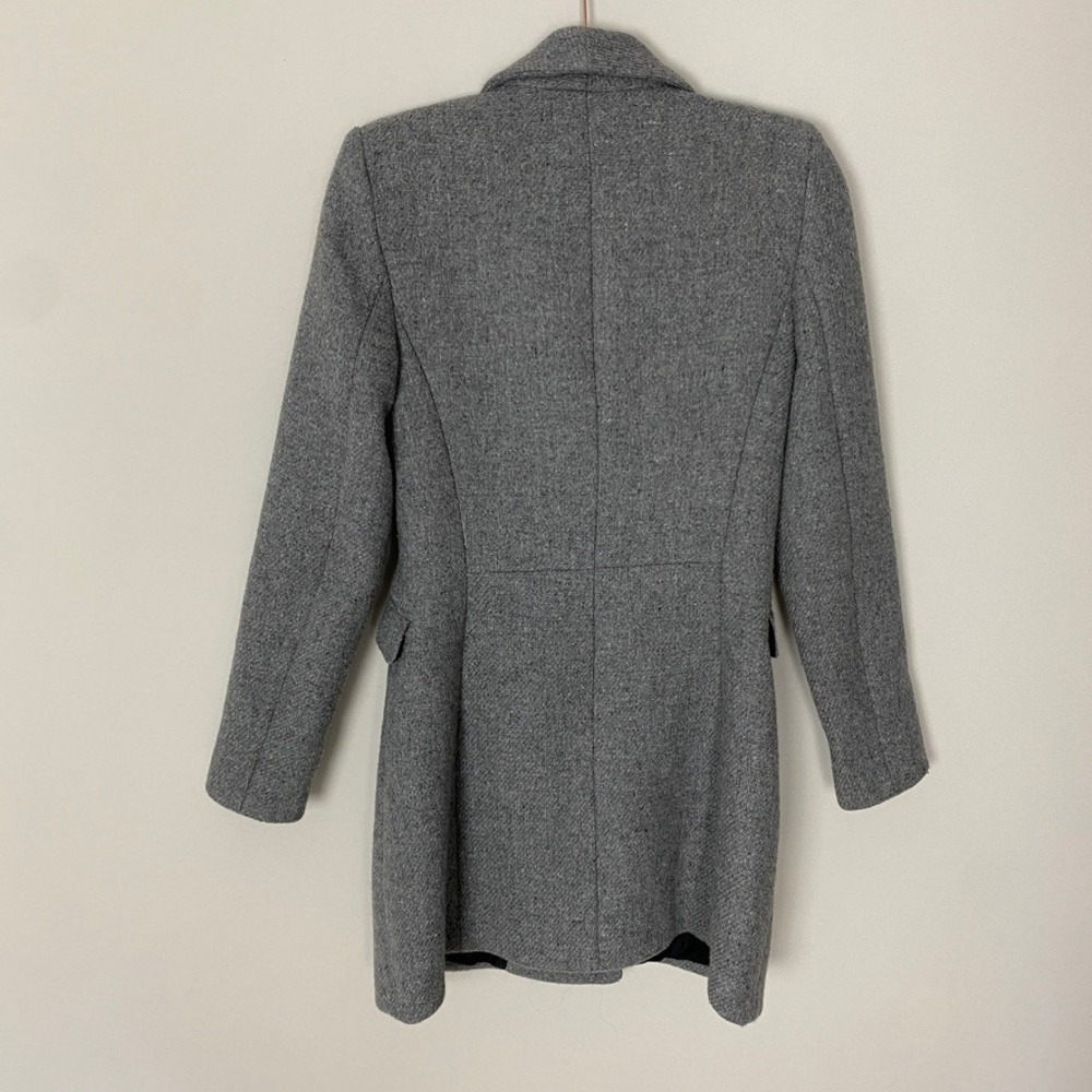 Zara Double Breasted Long‎ Wool Blend Blazer Jacket Pea coat Womens XS Gray - Picture 2 of 4